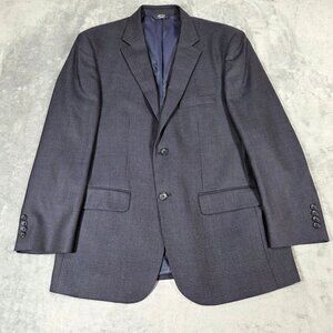 Pronto Uomo Sport Coat Mens 44R Navy Wool Plaid Office Preppy Blazer Jacket
